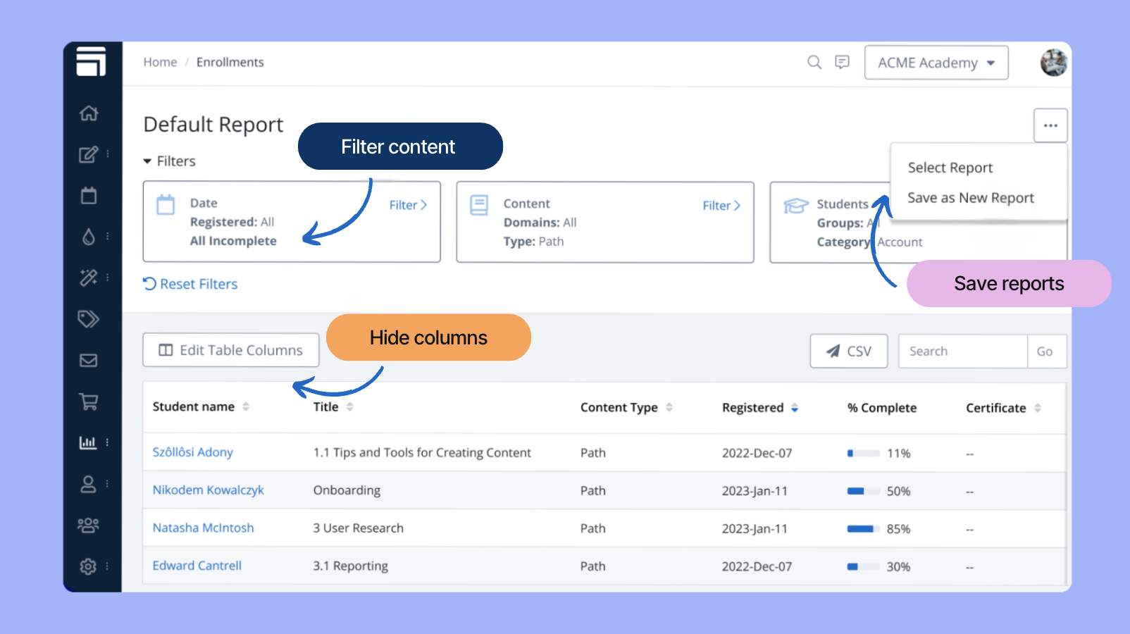 Customize Your View: Introducing New Custom Enrollment Reports 📊